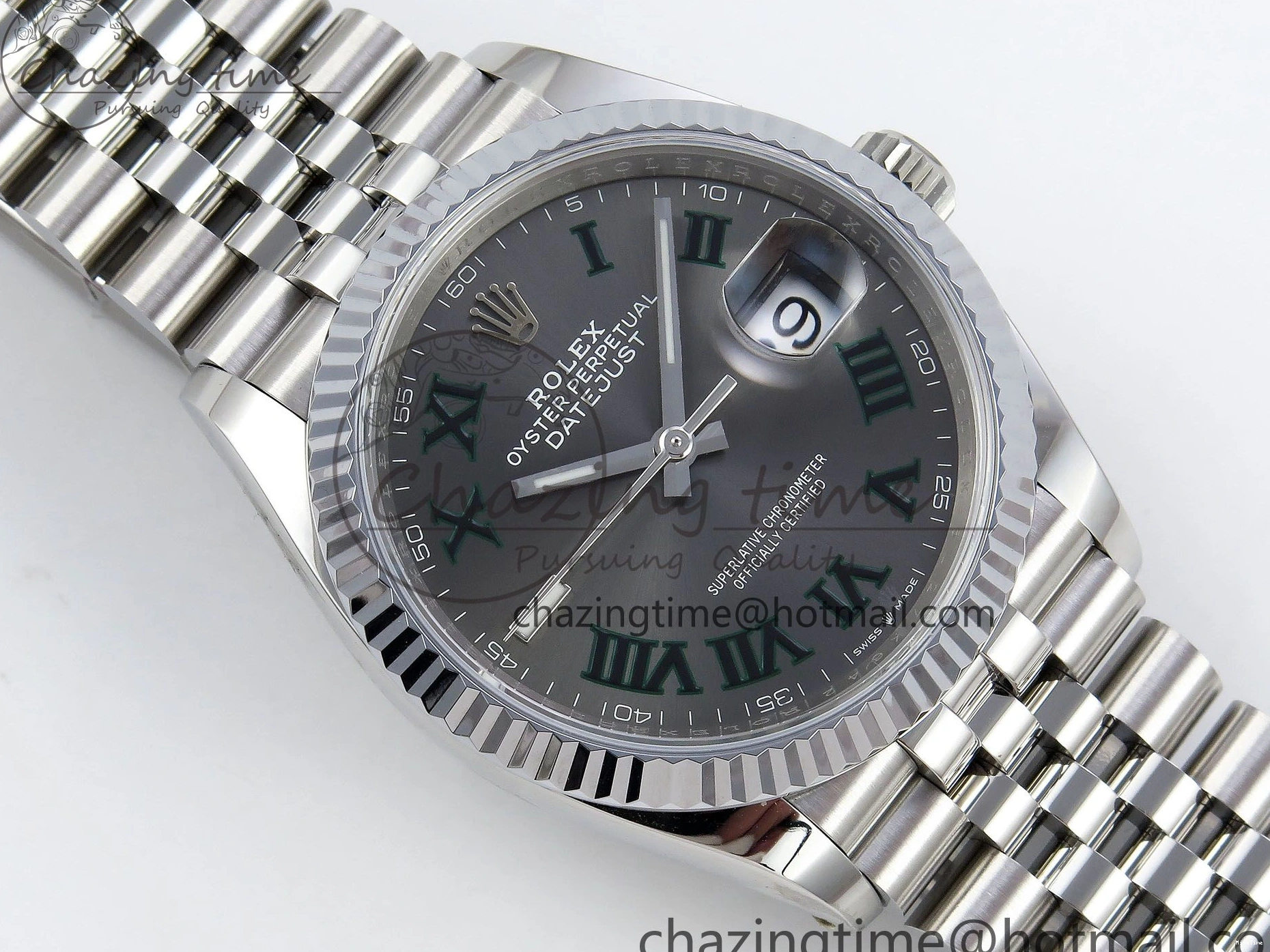 MiroTime 0313 Datejust 36mm 126234 904L Steel HGF 1:1 Best Edition Gray Dial Green Roman on SS Bracelet VR UrbanChic 1476